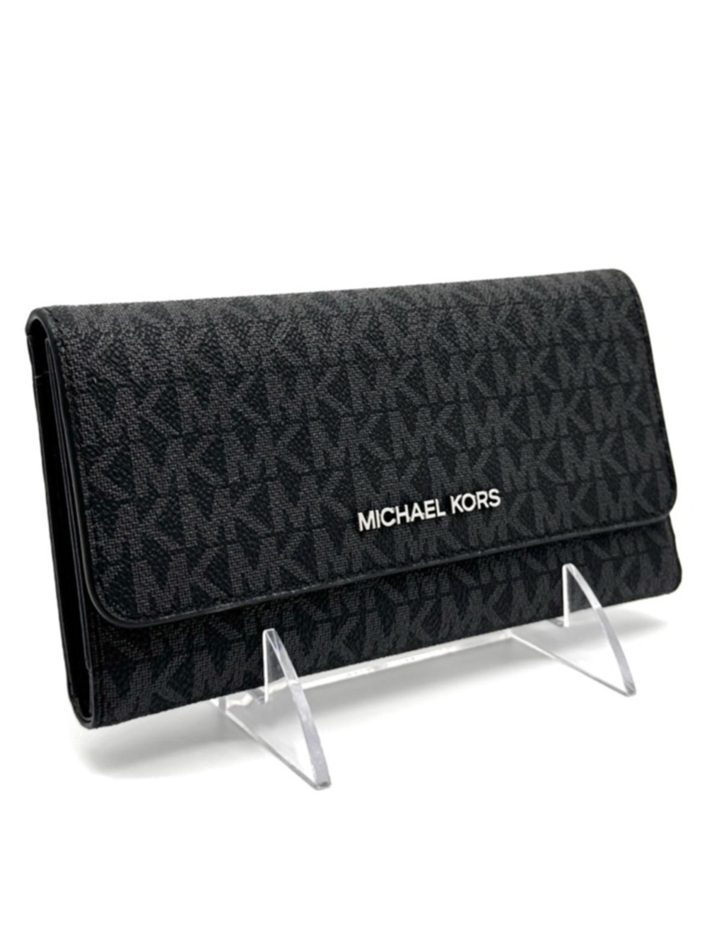 Michael Kors Large Trifold Wallet Black Signature